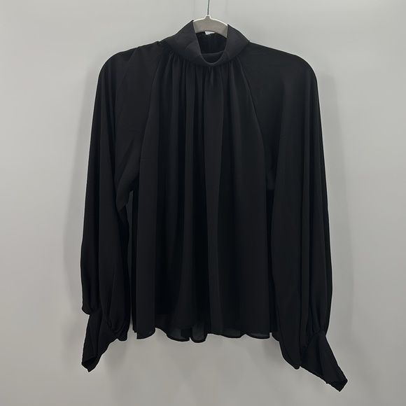 Madewell Turtleneck Long-Sleeve Top in Chiffon in True black size M NWT NT228 - Picture 7 of 15